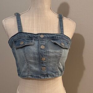 Denim Button-Up Crop Top